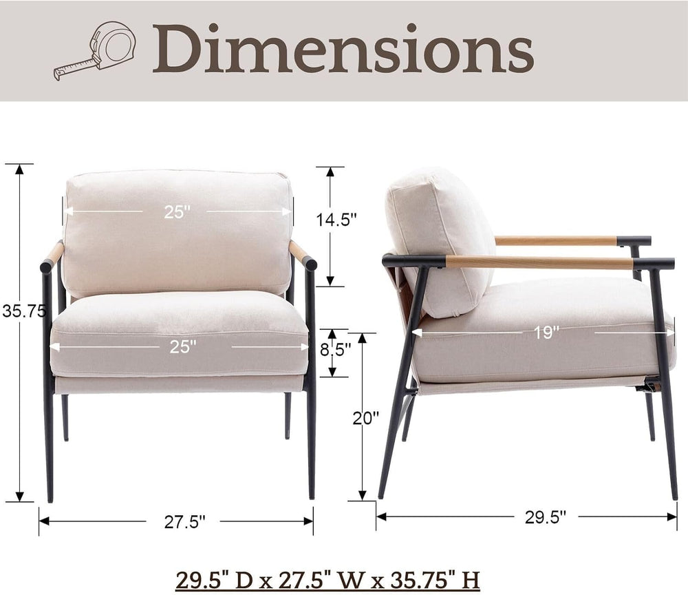 LukeAlon Beige Chenille Accent Chairs Set of 2 Modern Bedroom Chairs