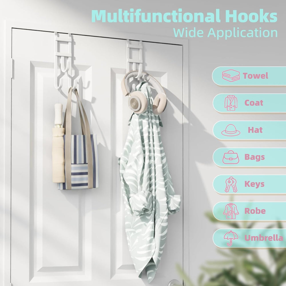 4 Pack Over-the-Door Hooks, No Installation Required, 100 Lb Heavy Duty with ...