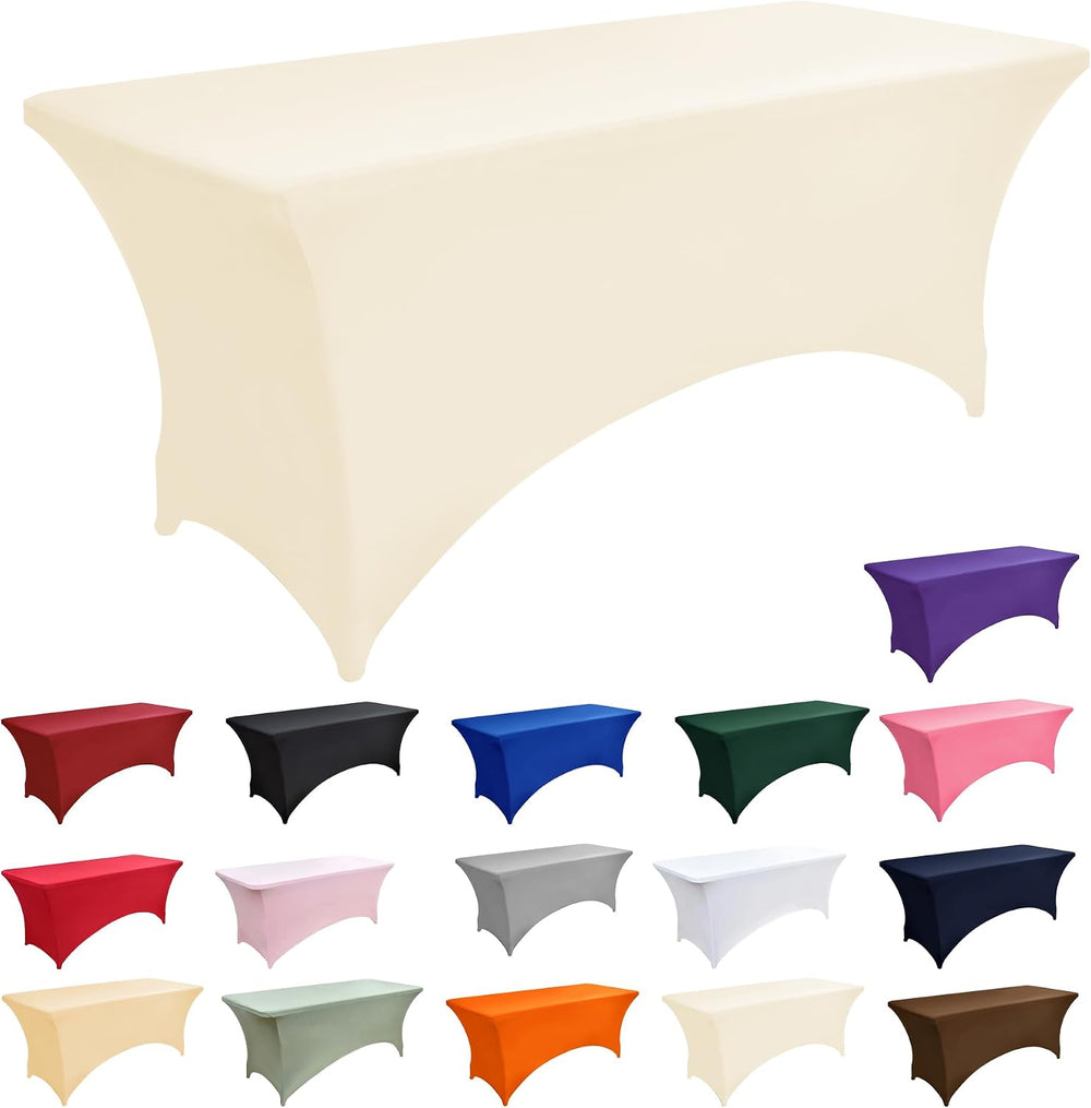 6-Pack 6ft Spandex Table Covers for Rectangle Standard Folding Tables - Wrink...