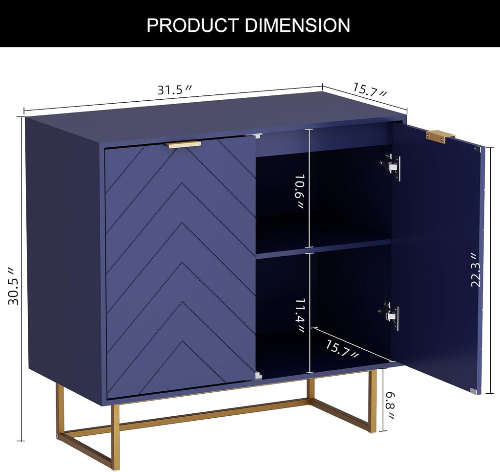 31'' Modern Sideboard Buffet with Storage for Living Room, Navy Blue