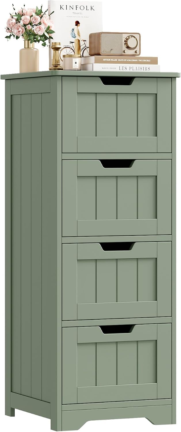 FOTOSOK Bathroom Storage Cabinet with 4 Drawers, Small Bathroom Cabinet