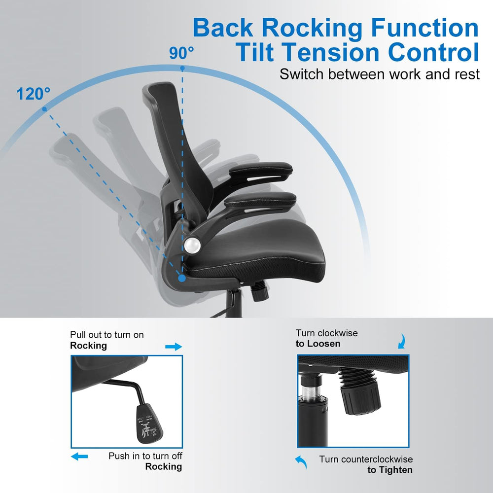 Office Chair Ergonomic Desk Chair, Computer PU Leather Home Office Chair, Swi...
