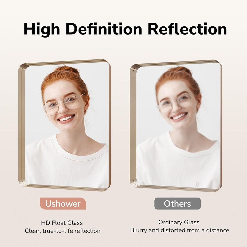 USHOWER Gold Bathroom Mirror 24"x36", Rectangle Mirror for Bathroom...