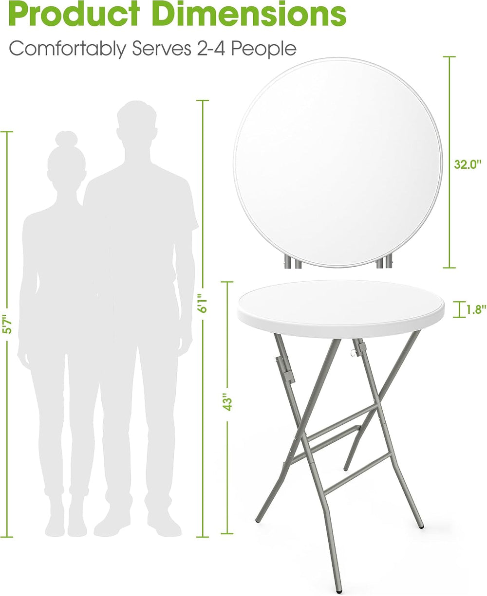 Pureegg Round Cocktail Table - High Top Bar Table 32" x 43.3", 1PCS