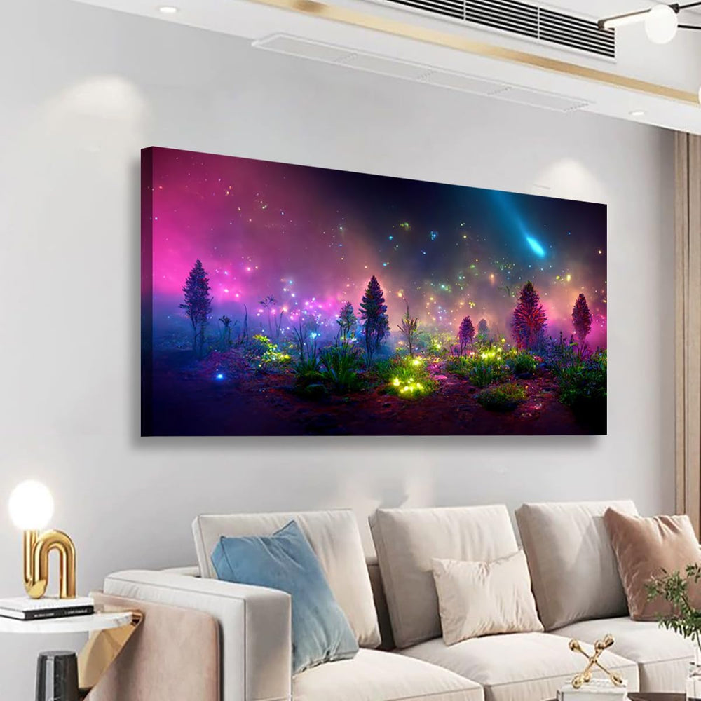 Fantastic Starry light Canvas Wall Art for Living room Office Bedroom Purple ...