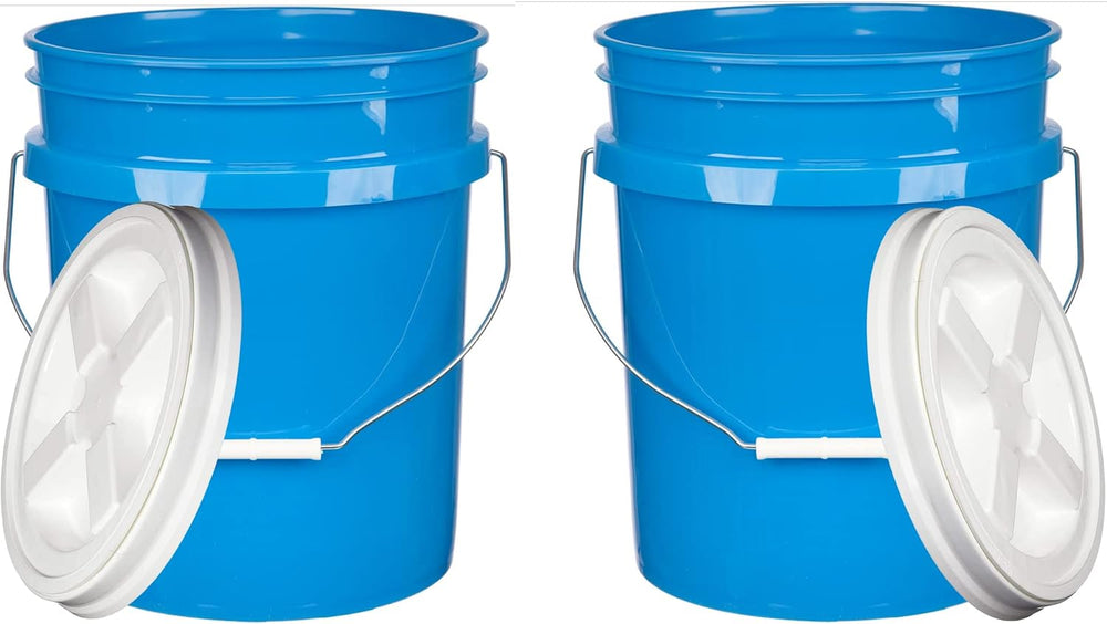 House Naturals 5 Gallon Bucket Pail with Air Tight White Screw on Lid - Food ...
