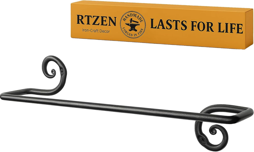 RTZEN Farmhouse Bathroom Towel Holder Wall Mount, Matte Black Decoration