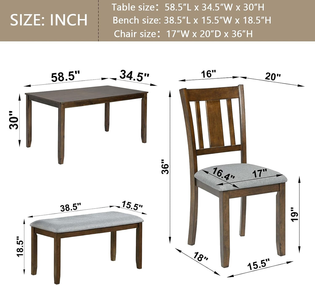 keiki 6-piece standard height dining table set with, close-up detail