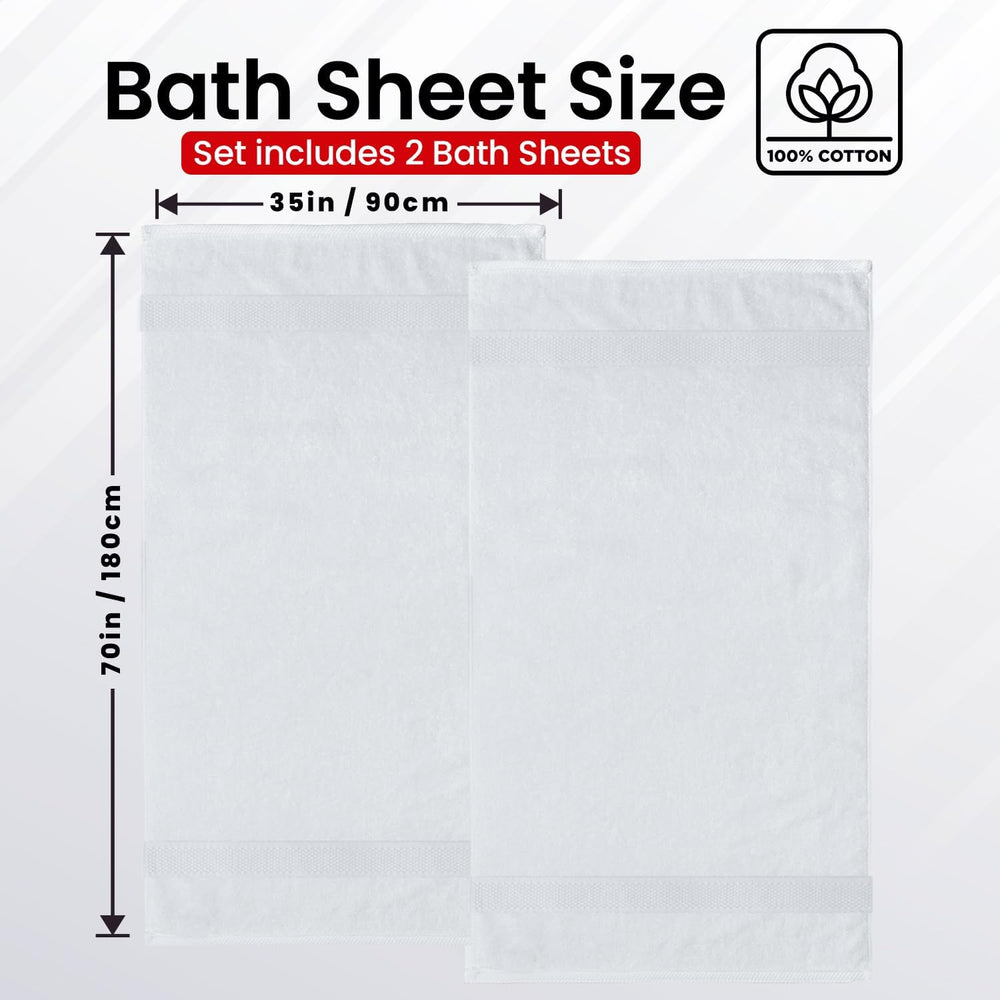 Infinitee Xclusives Bath Sheets Extra Large - 2 Pack - 600 GSM |35" x 70...