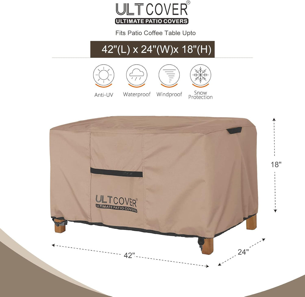 ULTCOVER Waterproof Patio Coffee Table Cover 42L x 24W x 18H in