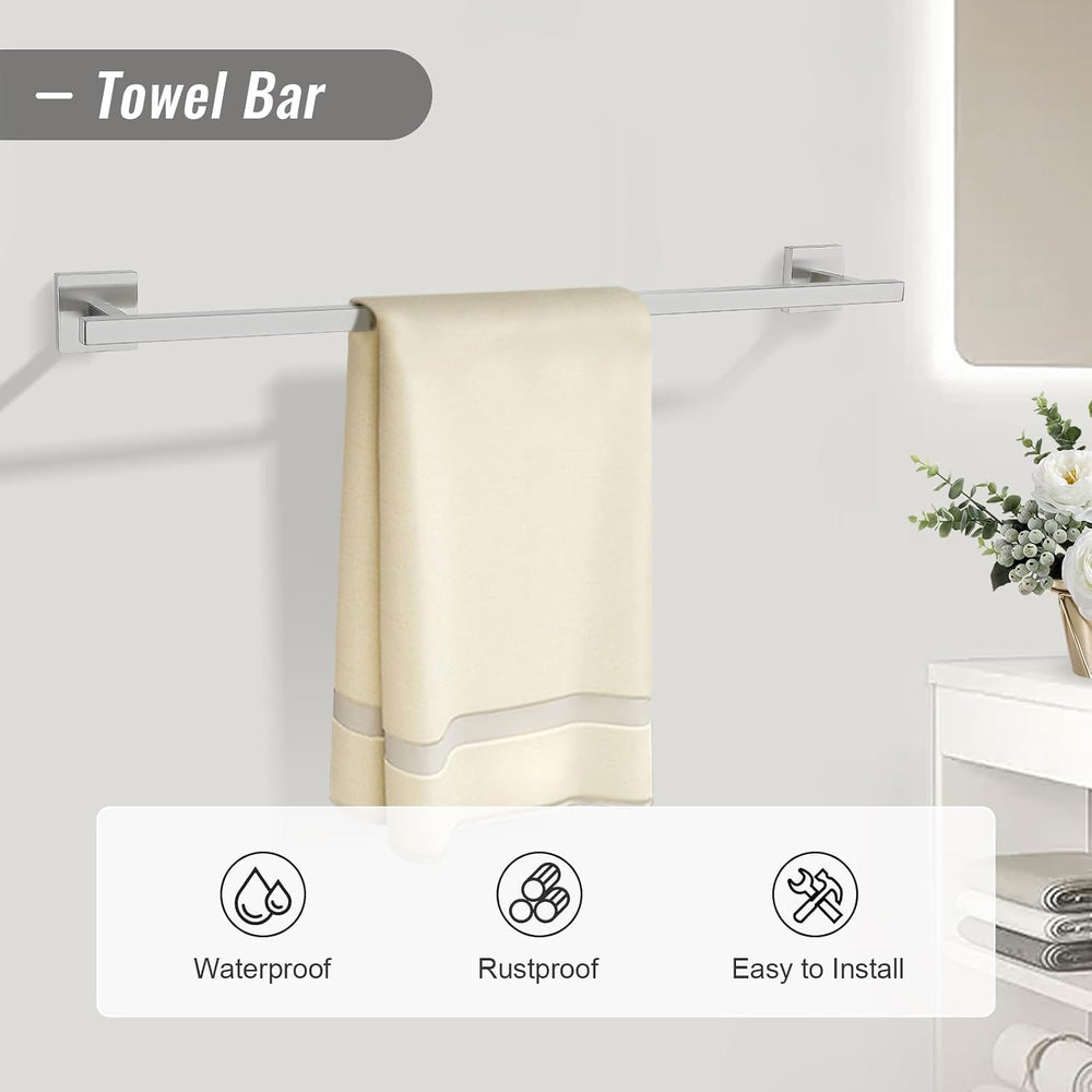 YACVCL Towel Bar Set, 5 Pieces Bathroom Hardware Set Brushed Nickel Bathroom ...