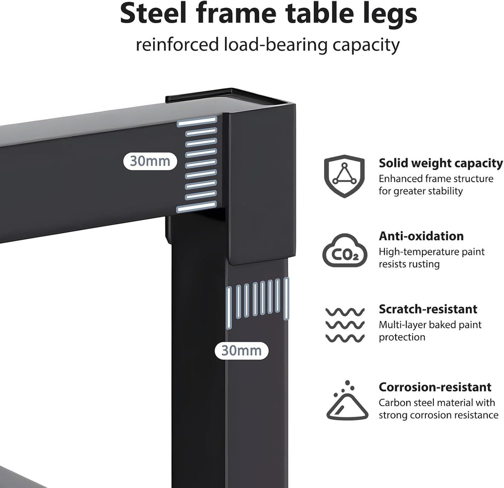 DlandHome 71 inches Large Computer Desk, Black, Metal Frame, 23.6 in Wide