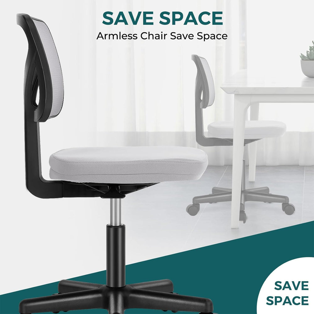 DUMOS Armless Small Desk Chairs, Ergonomic Home Office Mesh Chairs
