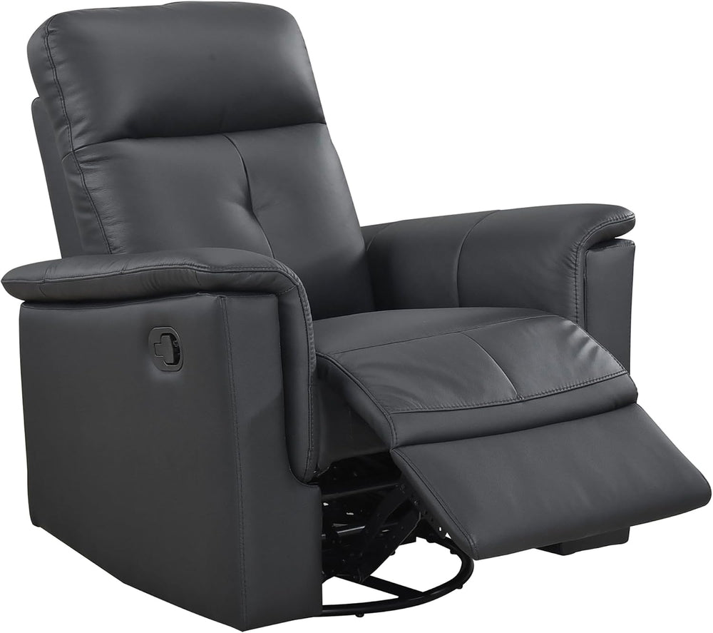 Lexicon Leather Match Upholstered Swivel Glider Recliner Chair, Black