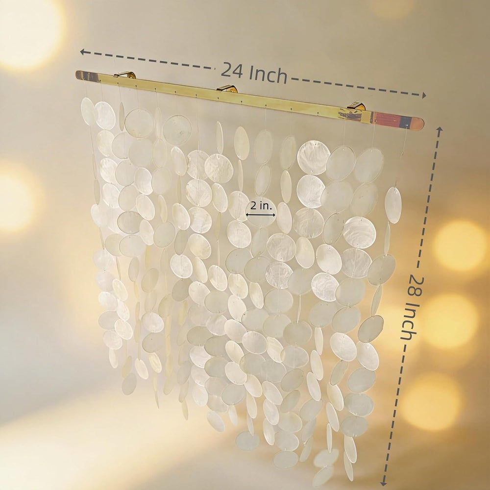 DHHOUSE 24x28 Inch Large Capiz Shell Wall Hanging, Handmade Sea Shell Wall Ar...