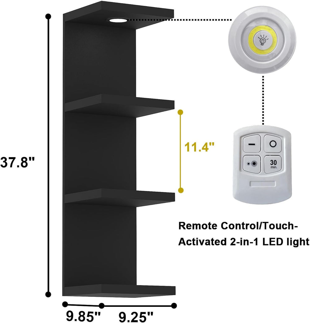 LitaEther Versatile 4 Tier Wall Shelf Unit,Black Lack Wall Shelf,Display Floa...