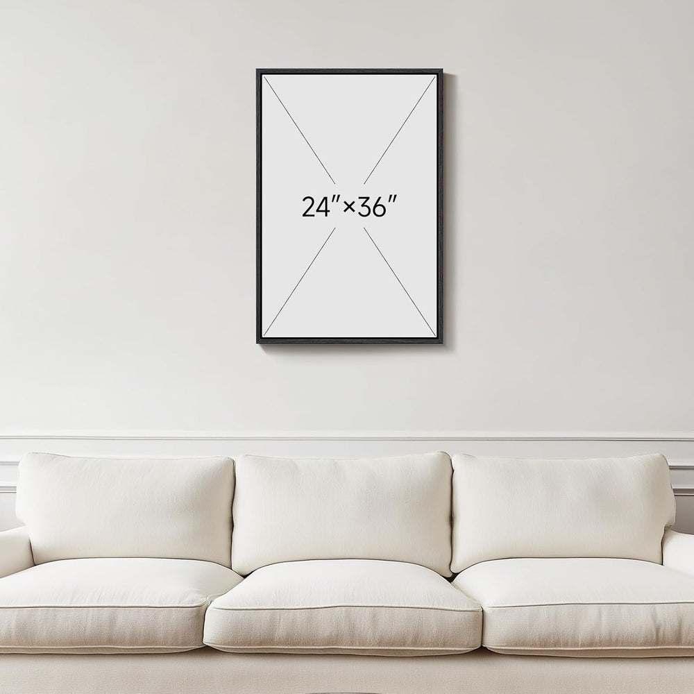 Large Framed Blue Gray Modern Abstract Wall Art, 1 Piece 24x36 In