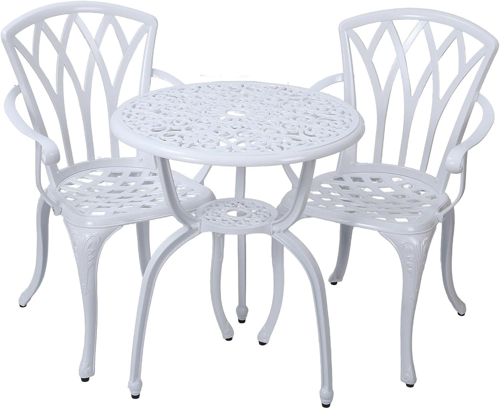 3-Piece Cast Aluminum Patio Bistro Set, Outdoor Rust-Resistant Furniture with...