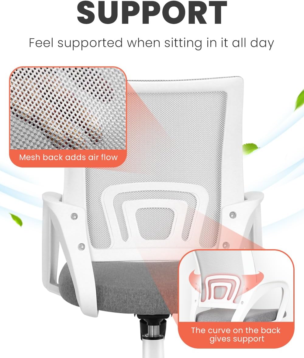 NEO CHAIR Office Computer Chair Ergonomic Mid-Back Mesh Desk Chair, Grey