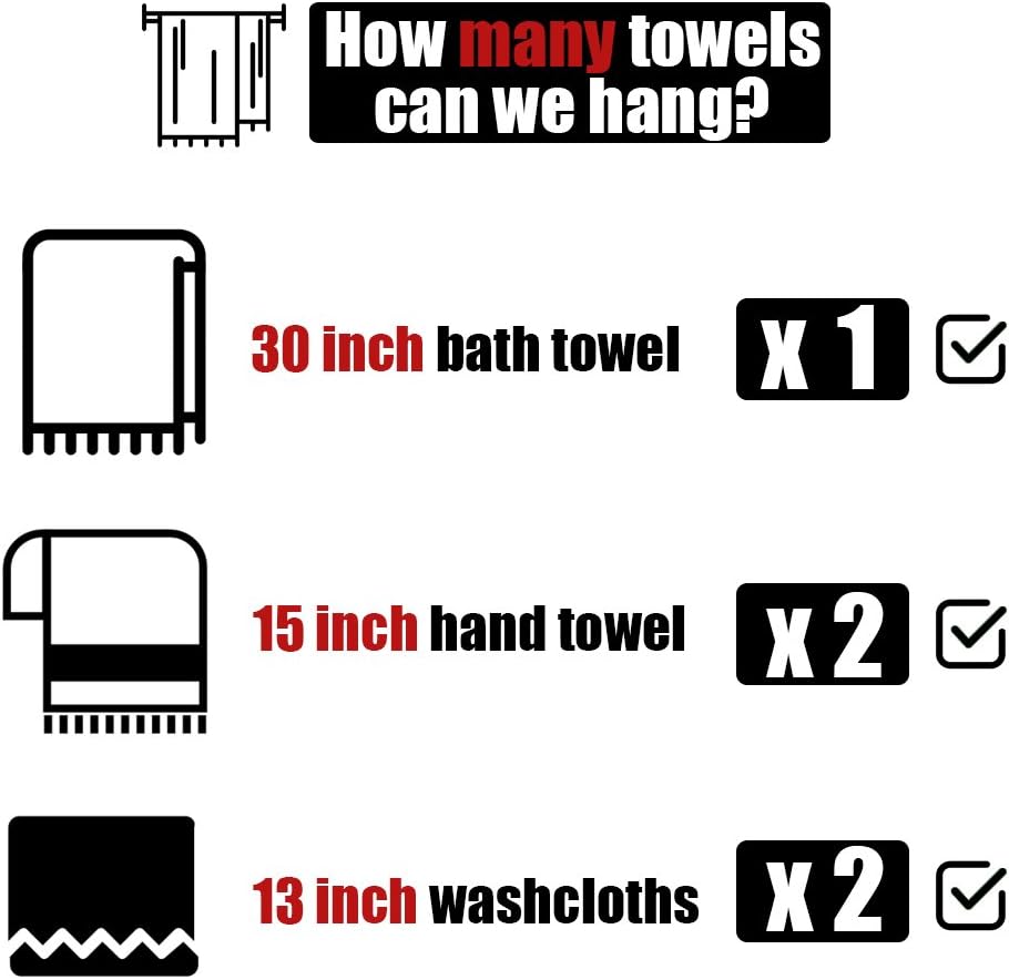 JQK Black Bath Towel Bar, 33 Inch 304 Stainless Steel Thicken 0.8mm Towel Rac...