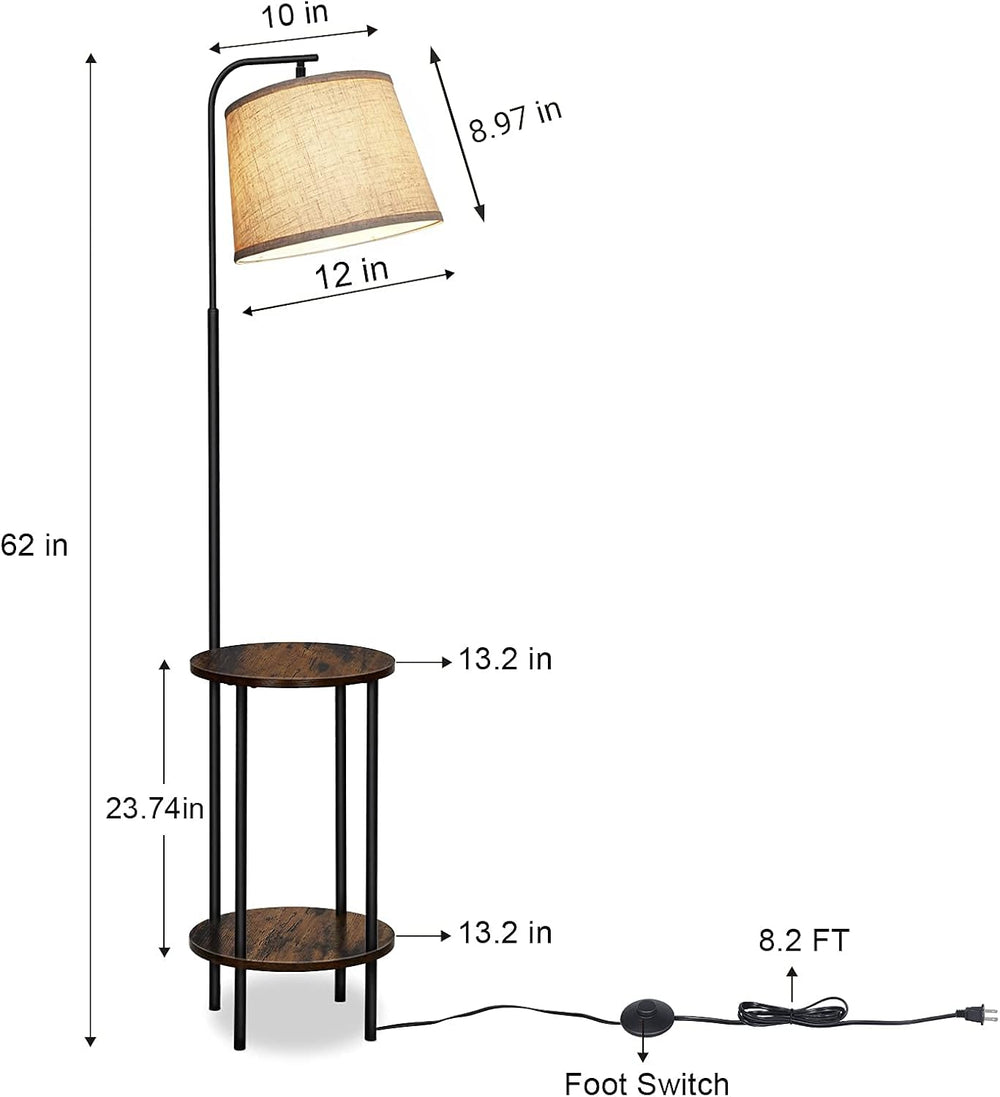 DEWENWILS Floor Lamp with Table, Wooden Nightstand, Farmhouse