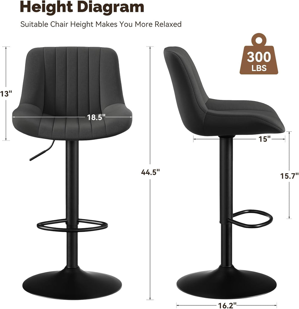 Nalupatio Bar Stools Set of 2, Adjustable Modern Swivel Bar Stools with Backs...
