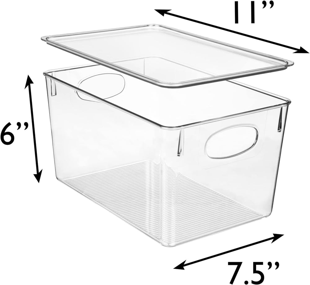 CLEARSPACE Plastic Storage Bins With lids – Perfect Kitchen Fridge Organizer,...