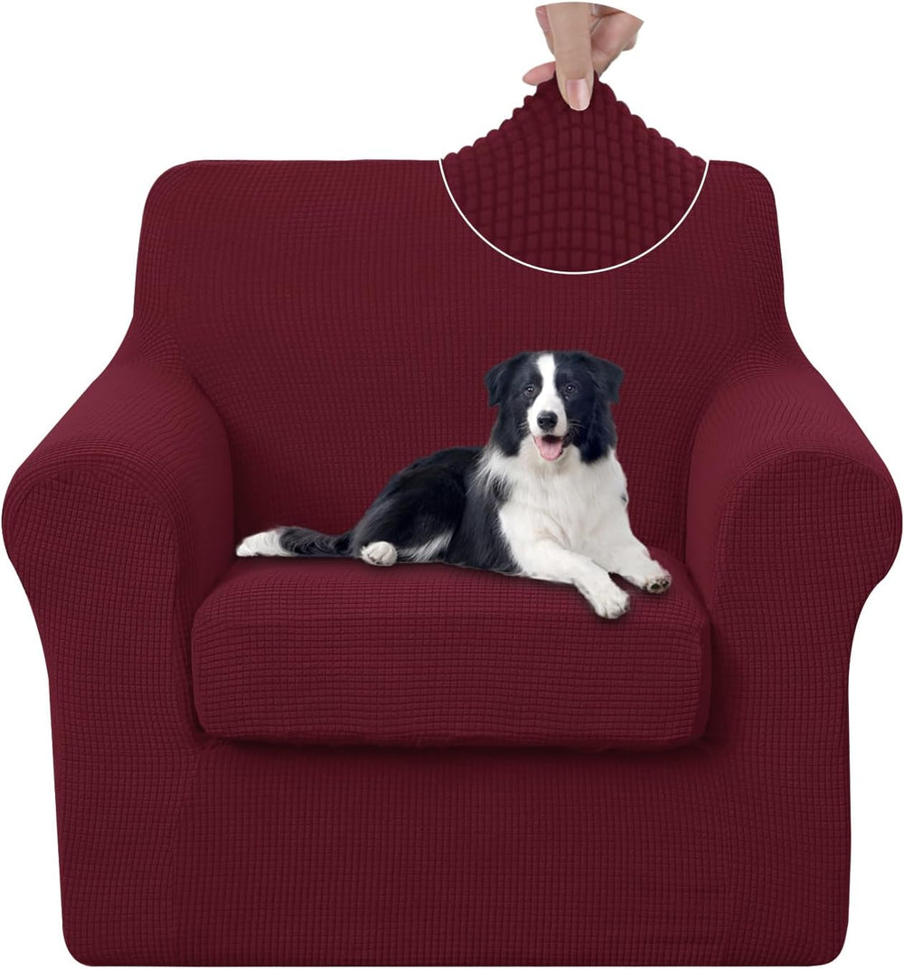 U-NICE HOME 2 Pieces Chair Covers Stretch Chair Slipcover, Burgundy