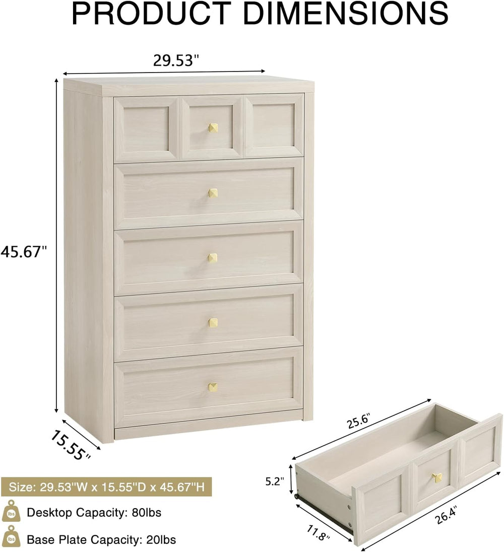 5 Drawers Dresser for Bedroom, 45.7" Tall Large Dresser & Chests of ...