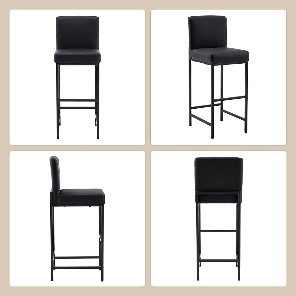 30 Inch Bar Height Bar Stools with Back Set of 6, Black
