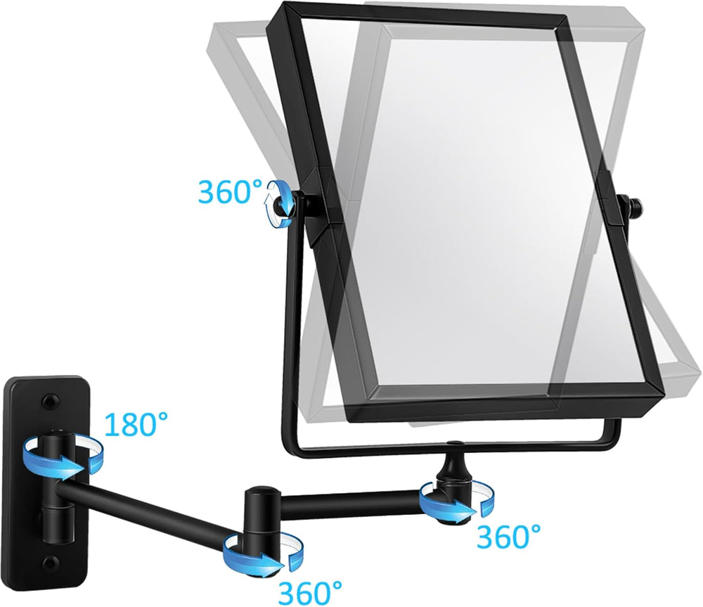 QiMH 3X Magnified Wall Mounted Mirror, Rectangular 8x6 Inch with Extendable A...