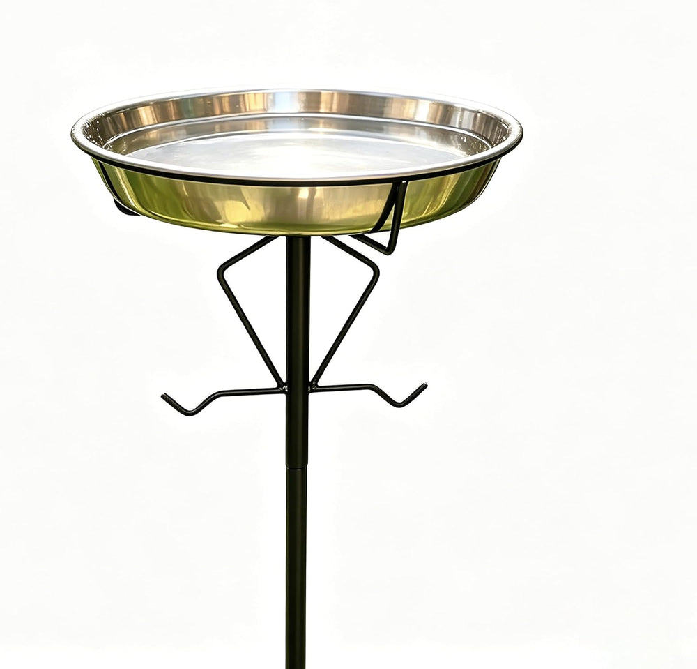 Kingson 35-Inch Outdoor Bird Bath with Metal Ground Stake, 11.6" Rust-Pr...