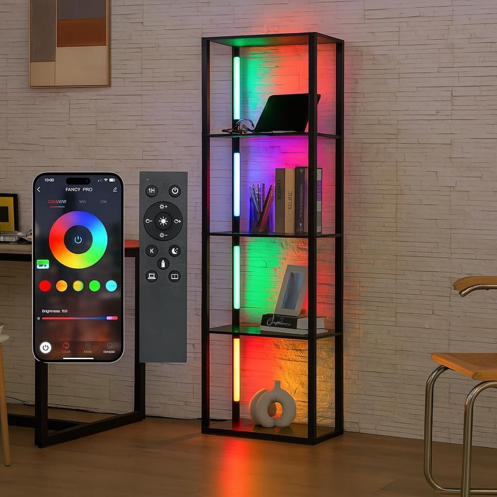 FENLO Fina - Floor Lamp with Shelves, Modern Shelf Floor Lamps for Living Roo...