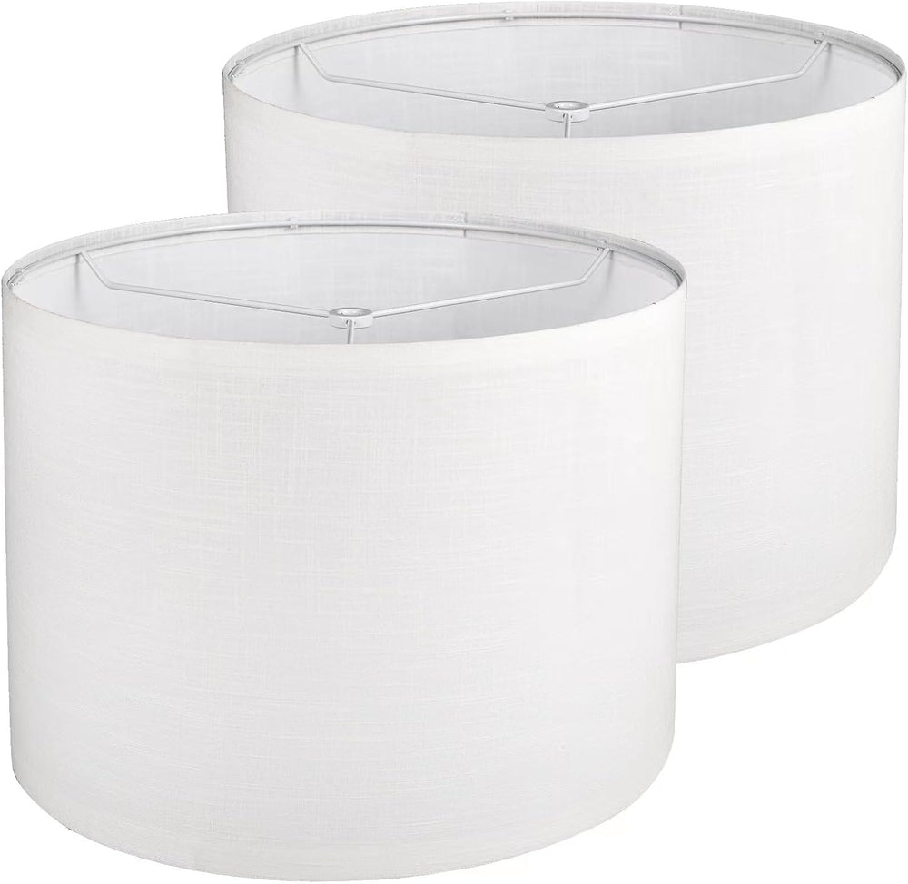 Drum Lamp shades Set of 2, White Line Lamp Shades for Table Lamps Floor Lamp,...