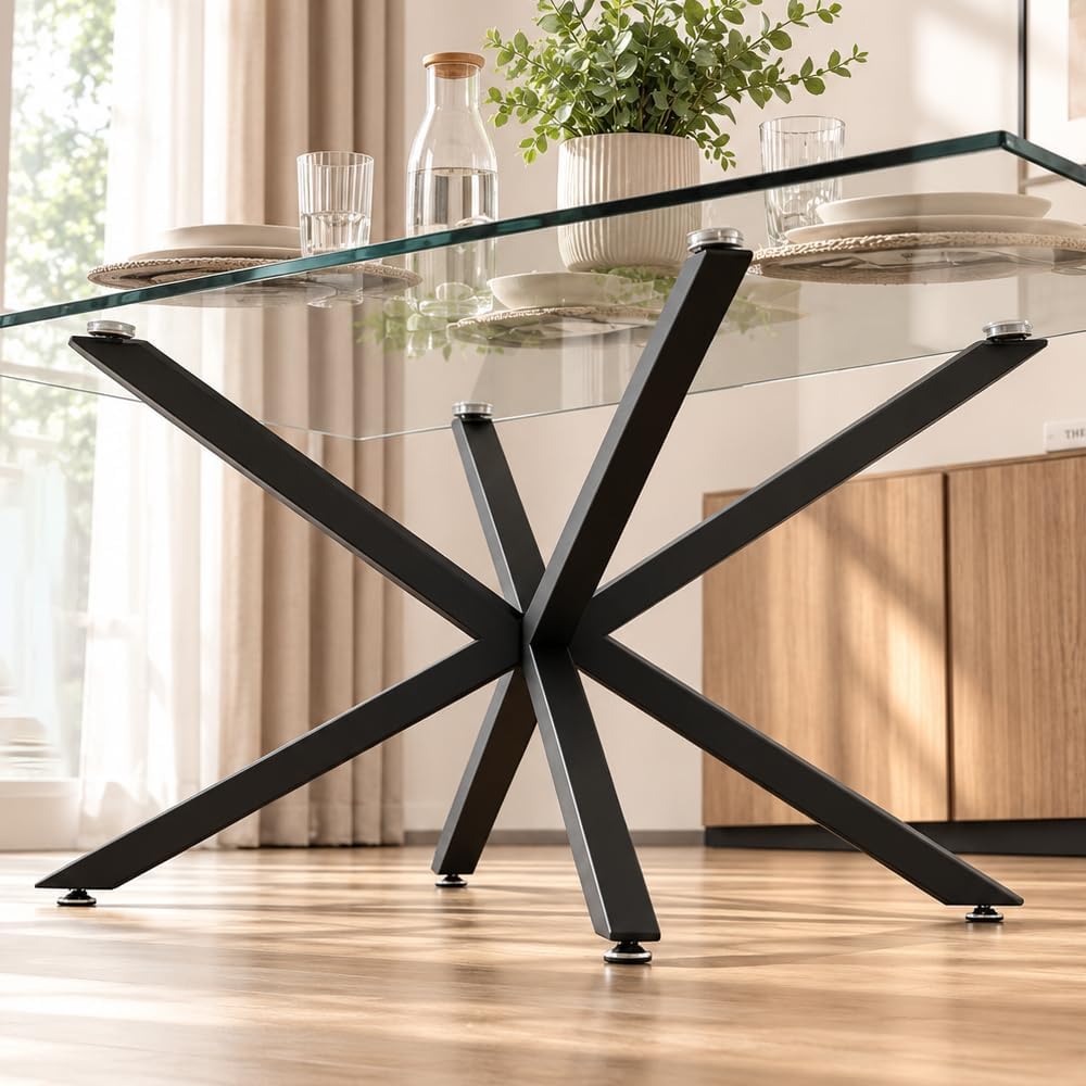 KaKaBB Dining Table Legs 30 Inch - Heavy Duty Metal Table Base for Wood/Glass/Marble Tops, Kitchen Table Legs & Desk Legs, DIY Furniture Legs with Suction Cups (Black, 30")