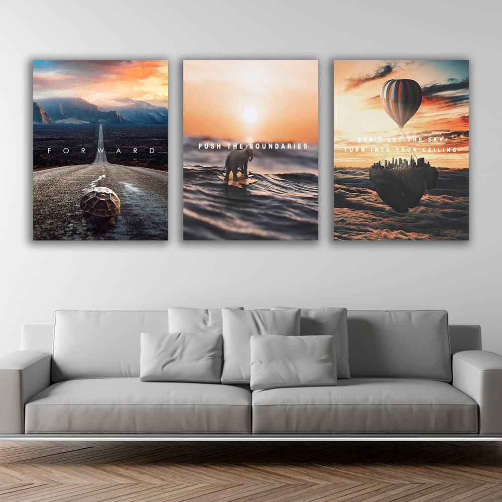 Motivational Wall Decor Poster Inspirational Wall Art 3 Pieces Canvas Wall Pa...