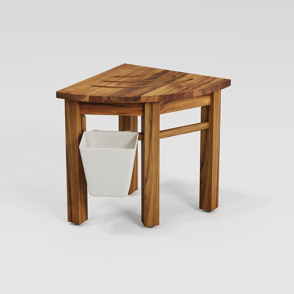 Kiasthome Teak Corner Shower Bench, Waterproof Bathroom Teak Shower Bench, St...