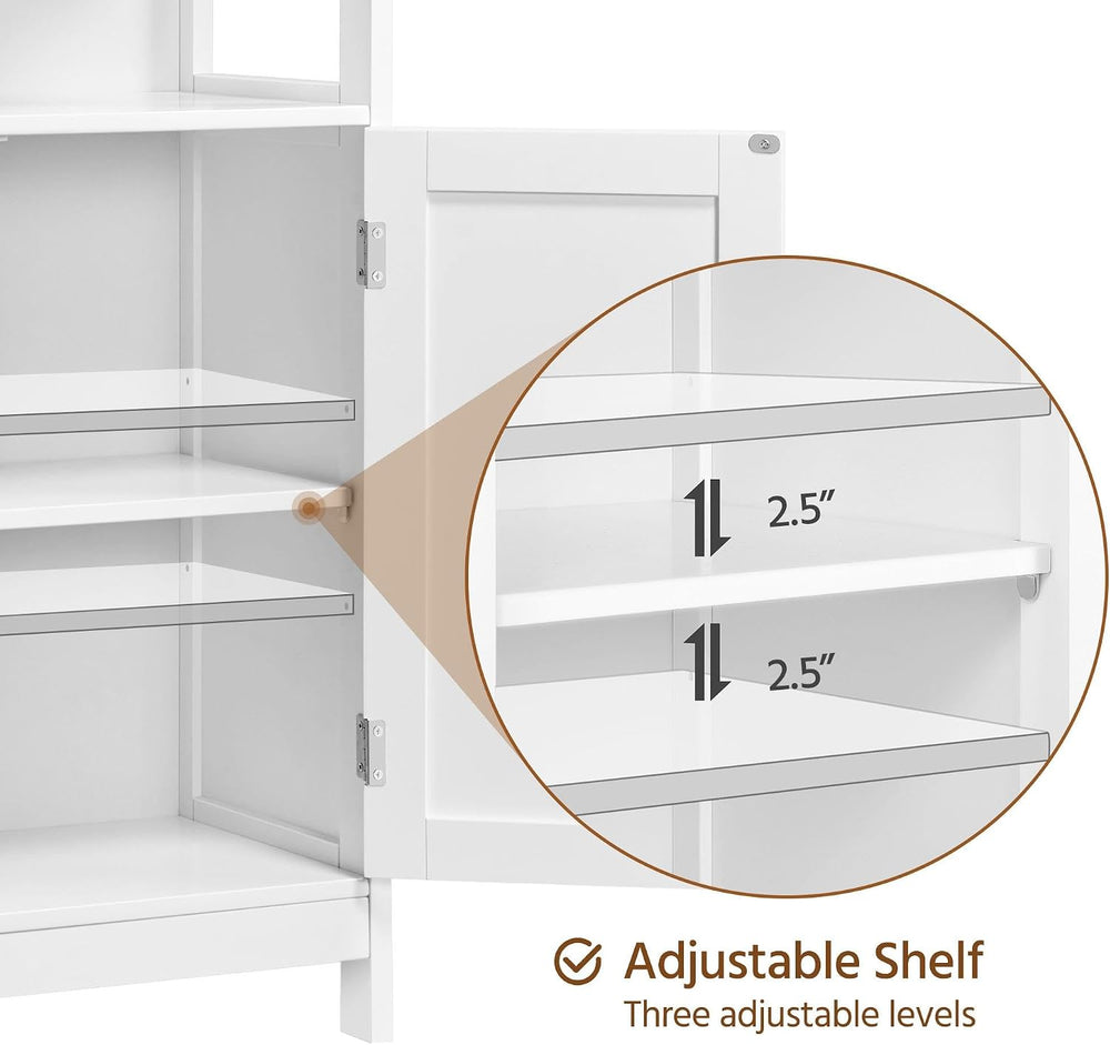Yaheetech Small Bathroom Storage Cabinet with Double Beadboard Doors, White