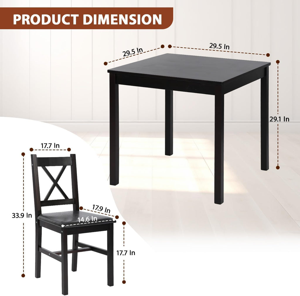fdw | 3-piece solid wood dining table set, side view