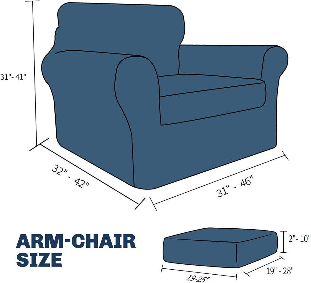 JIVINER 2 Pieces Armchair Covers for Living Room Stretch Chair Slipcovers wit...