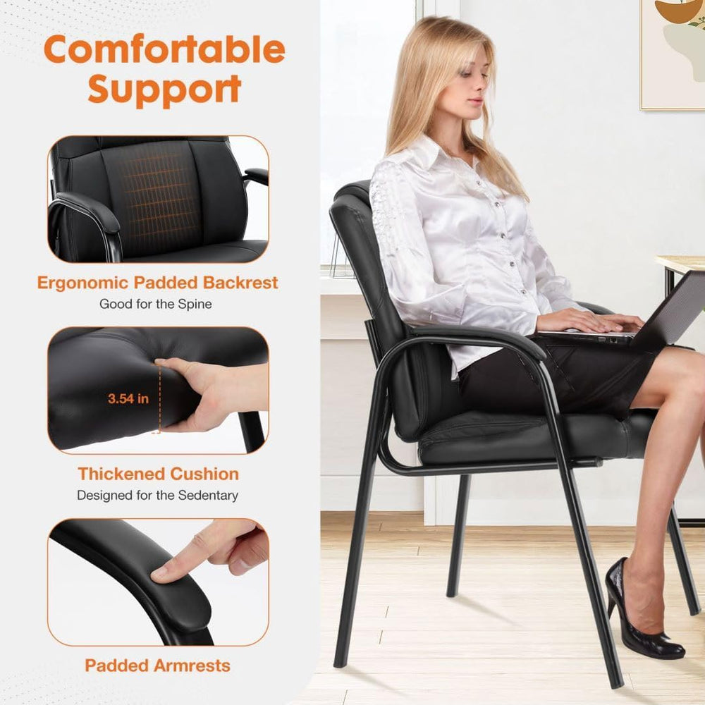 PU Leather Conference Room Chair, Tall Back Chairs with with Padded Arms and ...