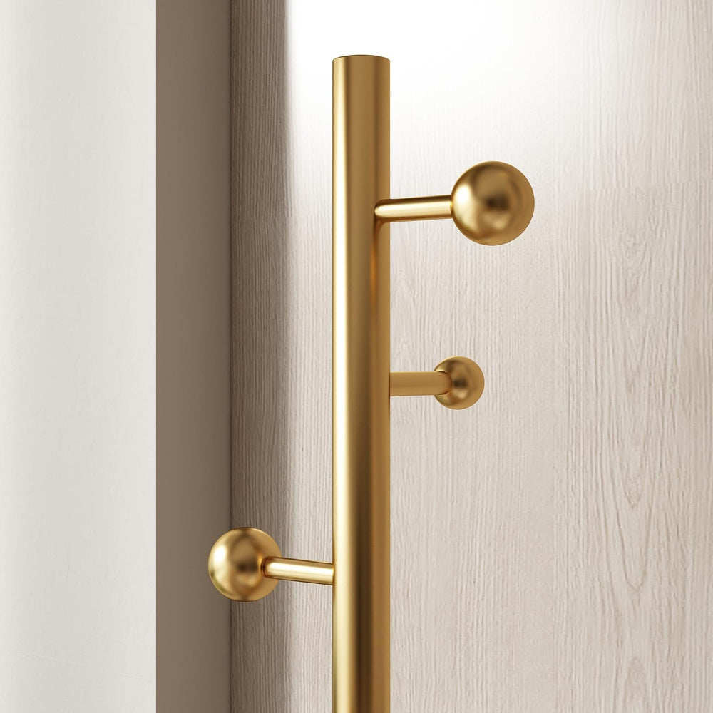 Coat Rack Freestanding Coat Tree with 8 Hooks Coat Hanger Stand,Gold