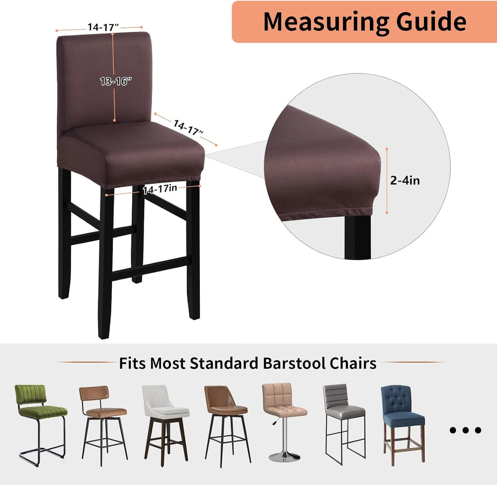 Fuloon Waterproof Barstool Covers Chair Slipcovers, Solid Chocolate, 4 Pack