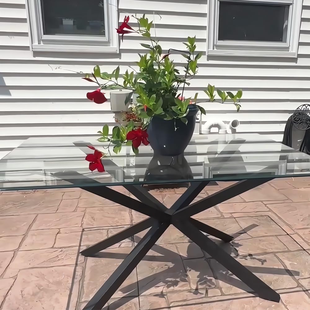 KaKaBB Dining Table Legs 30 Inch - Heavy Duty Metal Table Base for Wood/Glass/Marble Tops, Kitchen Table Legs & Desk Legs, DIY Furniture Legs with Suction Cups (Black, 30")
