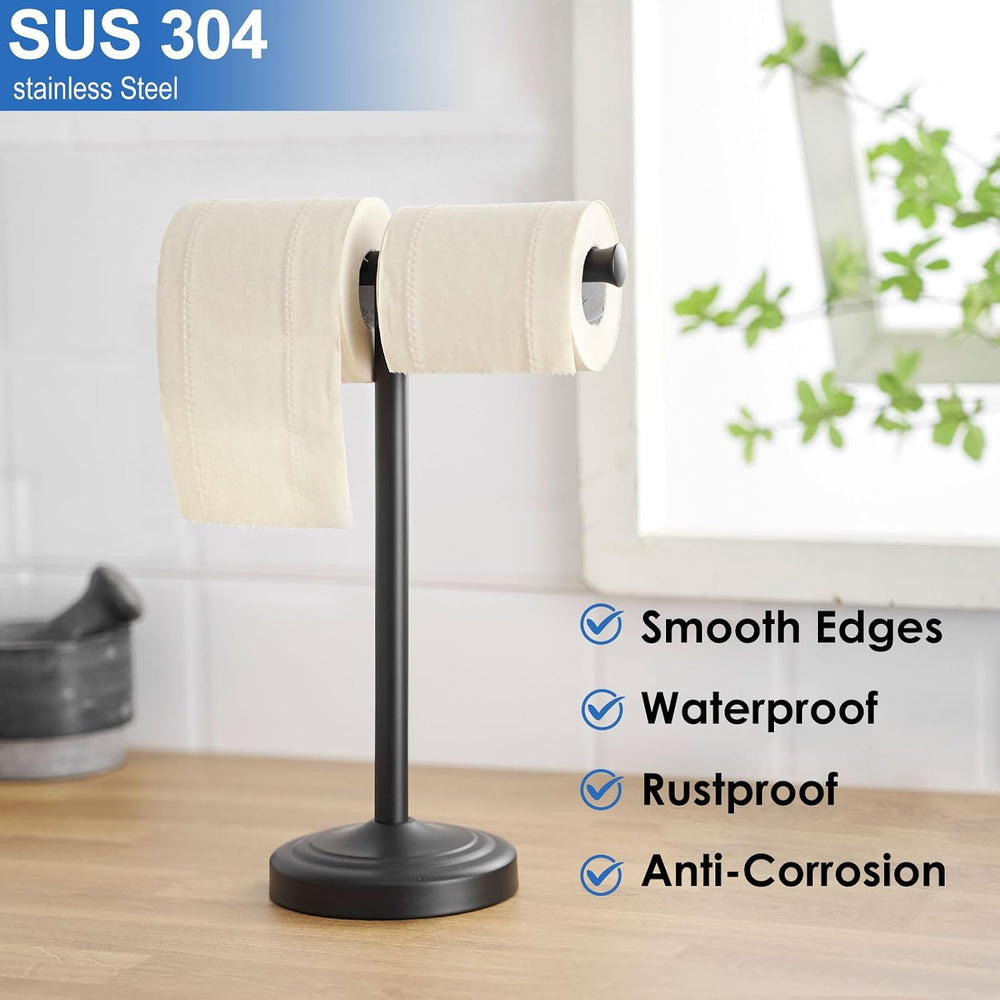 RUMOSE Matte Black Hand Towel Holder Stand Countertop Towel Rack