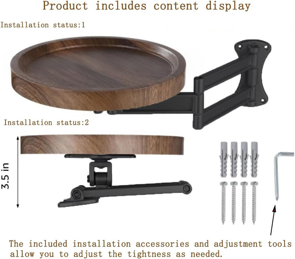 Retractable Wall Mount Folding Table, Adjustable Wall Mounted Coffee Table, B...