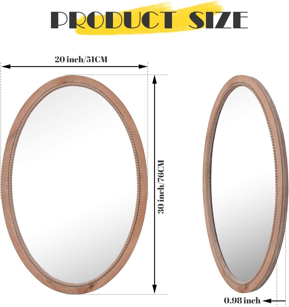 sawsile Oval Wood Mirror,20x30 Farmhouse Vanity Boho Bathroom Wall Mirrors