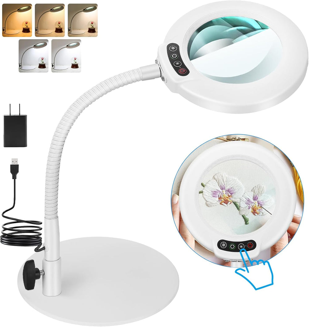 IVMAIE 12X Magnifying Glass with Light, Real Glass Lens, 5 Color Modes Dimmab...