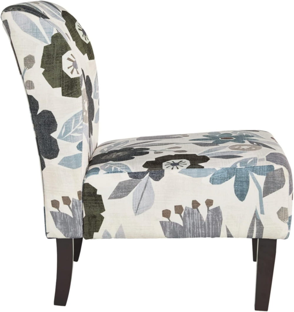 Signature Design by Ashley Armless Accent Chair, Ivory & Blue Floral