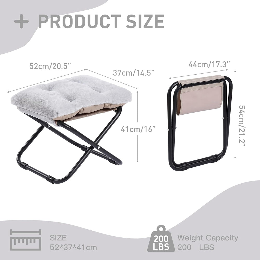 LITA Folding Ottoman, Upholstered Folding Foot Rest Stool for Living Room
